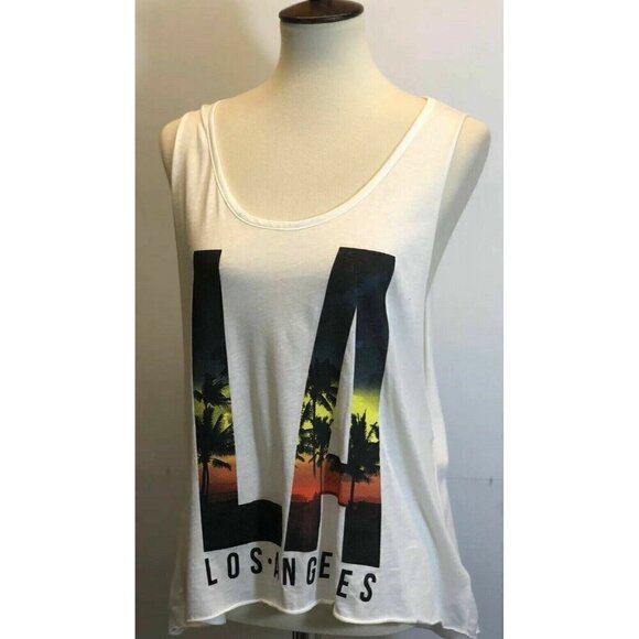 Swell Women's White Active Lightweight LA Lights Muscle Tank Top Size L - Picture 5 of 7